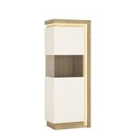 Calvino Display Cabinet in High Gloss White & Walnut - furniturefactor.co.uk