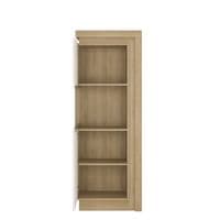 Calvino Display Cabinet in High Gloss White & Walnut - furniturefactor.co.uk
