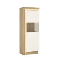 Calvino Display Cabinet in High Gloss White & Walnut - furniturefactor.co.uk