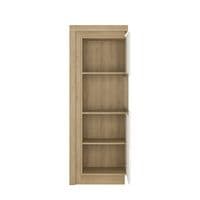Calvino Display Cabinet in High Gloss White & Walnut - furniturefactor.co.uk