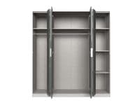 Rico Bi-Fold and Mirrored 4 Door 183cm Wardrobe Dark Grey 2955