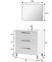 Rimini 800mm White Gloss Bathroom Vanity Cabinet with Sink