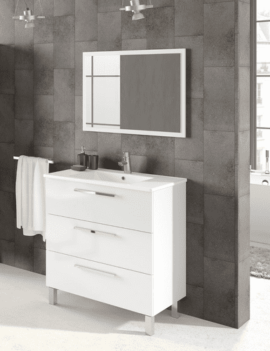 Rimini 800mm White Gloss Bathroom Vanity Cabinet with Sink