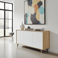 Riyad White And Oak Effect 3 Door Wide Sideboard 016618F/O