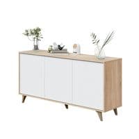 Riyad White And Oak Effect 3 Door Wide Sideboard 016618F/O