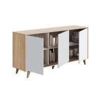 Riyad White And Oak Effect 3 Door Wide Sideboard 016618F/O