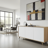 Riyad White And Oak Effect 3 Door Wide Sideboard 016618F/O