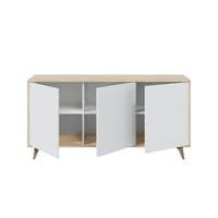 Riyad White And Oak Effect 3 Door Wide Sideboard 016618F/O