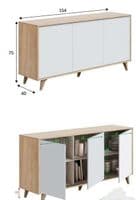 Riyad White And Oak Effect 3 Door Wide Sideboard 016618F/O