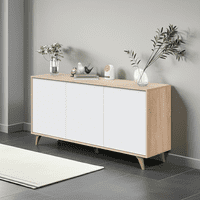 Riyad White And Oak Effect 3 Door Wide Sideboard 016618F/O