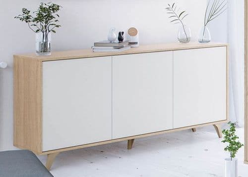 Riyad White And Oak Effect 3 Door Wide Sideboard 016618F/O