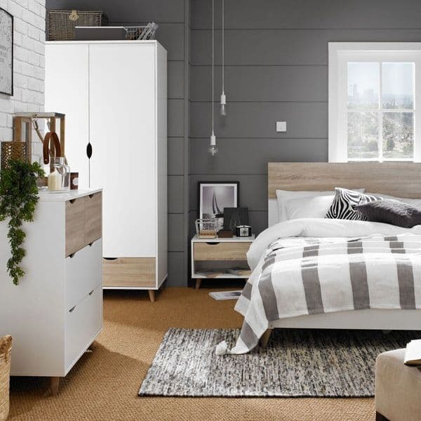 Roanne White And Oak 2 Door Wardrobe 19LD6