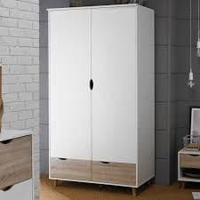 Roanne White And Oak 2 Door Wardrobe 19LD6