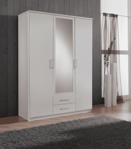Roma 3 Door 2 Drawer 135cm Almirah White Wardrobe (603484) 239