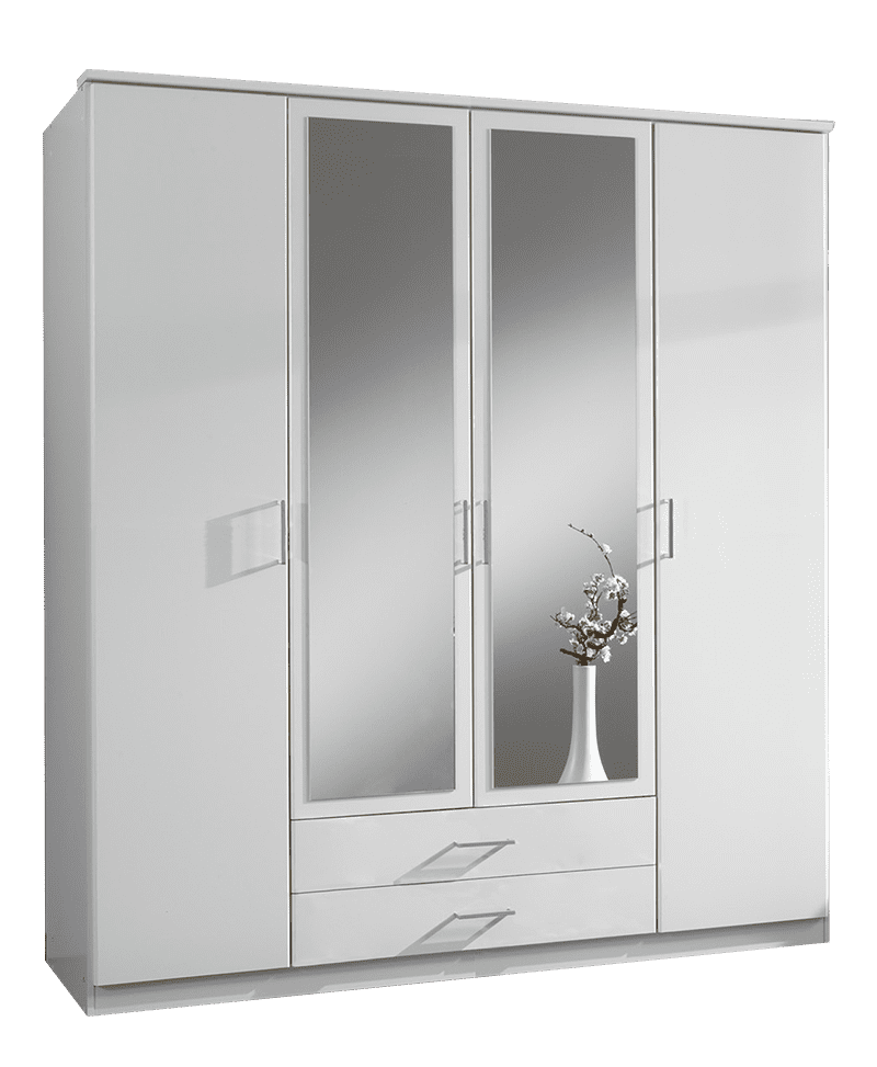 Large 4 Door White Mirrored Wardrobe SALE at furniturefactor