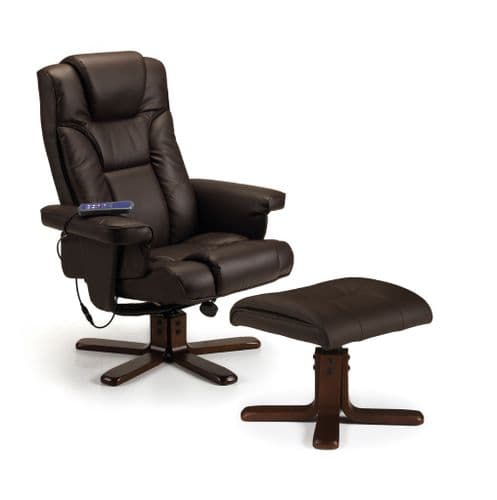 Roncesvalles Brown Massage Recliner & Stool JB297