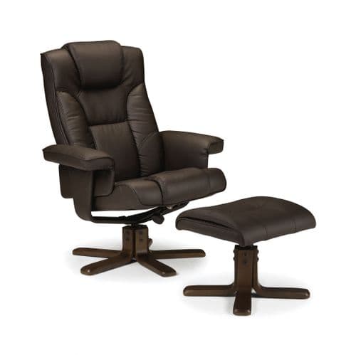 Roncesvalles Brown With Walnut Recliner & Footstool JB299