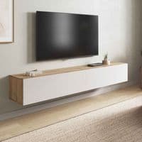 Rovero Nordic Oak Effect And White Wall Mounted Floating Wide  Large TV Entertainment Unit 016601WSO
