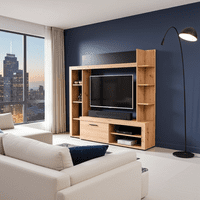 Rubi Artisan Oak Effect And Black Compact Entertaiment Unit Wall TV Cabinet - 11008241 RZ
