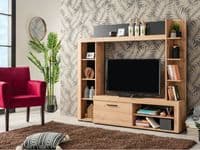 Rubi Artisan Oak Effect And Black Compact Entertaiment Unit Wall TV Cabinet - 11008241 RZ
