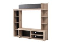 Rubi Grey Oak Effect And Black Compact Entertaiment Unit Wall TV Cabinet - 11008242 S/O