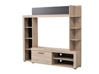 Rubi Grey Oak Effect And Black Compact Entertaiment Unit Wall TV Cabinet - 11008242 S/O