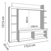 Rubi Grey Oak Effect And Black Compact Entertaiment Unit Wall TV Cabinet - 11008242 S/O