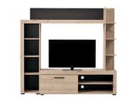 Rubi Grey Oak Effect And Black Compact Entertaiment Unit Wall TV Cabinet - 11008242 S/O