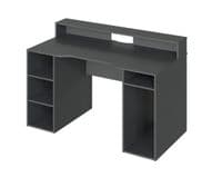Saber Gaming Desk in Dark Grey with Hutch and Storage
