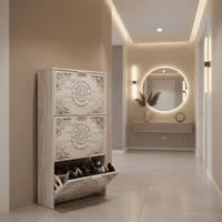 Santos 18 Pair Modern Grey and White Oak Shoe Cabinet - LC3877K