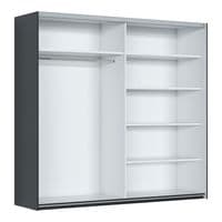 Sapphire Dark Grey Large 219cm Sliding Door Wardrobe With Round Mirrors - 8XGMS202