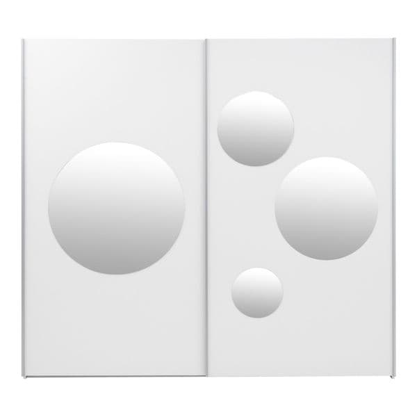 Sapphire White Large 219cm Sliding Door Wardrobe With Round Mirrors - 8XIKS102