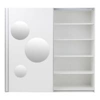 Sapphire White Large 219cm Sliding Door Wardrobe With Round Mirrors - 8XIKS102