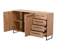 Sardinia Artisan Oak Effect And Black 159cm 2 Door 4 Drawer Sideboard - 11008230 RZ