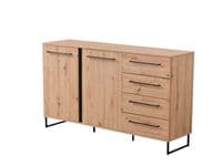 Sardinia Artisan Oak Effect And Black 159cm 2 Door 4 Drawer Sideboard - 11008230 RZ
