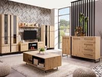 Sardinia Artisan Oak Effect And Black 159cm 2 Door 4 Drawer Sideboard - 11008230 RZ