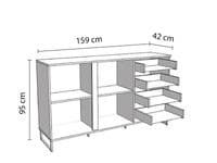 Sardinia Artisan Oak Effect And Black 159cm 2 Door 4 Drawer Sideboard - 11008230 RZ