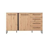 Sardinia Artisan Oak Effect And Black 159cm 2 Door 4 Drawer Sideboard - 11008230 RZ