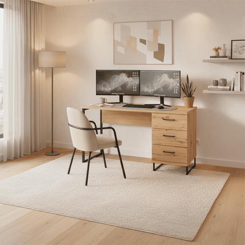 Sardinia Artisan Oak Effect Computer Desk With Drawers - 11011194 RZ