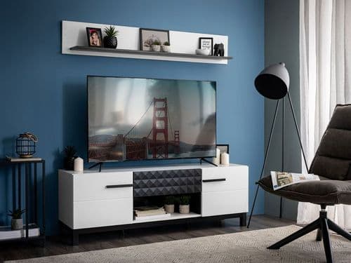 Sarthe Matte White And Black 150cm TV Cabinet - 11013675 S/O