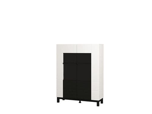 Sarthe Matte White And Black Short 2 Door Display Cabinet - 11013674 S/O