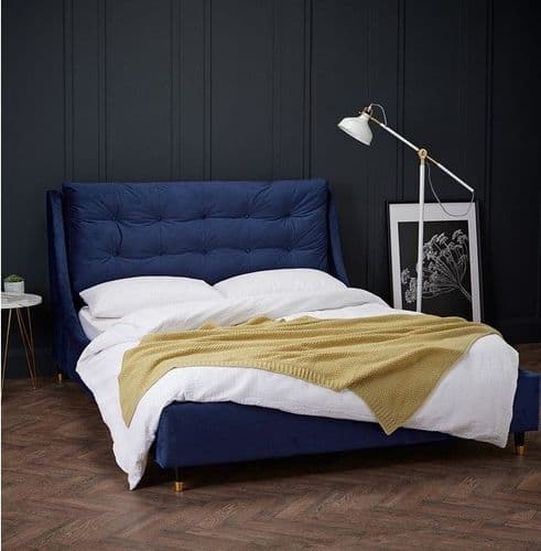 Saumur Blue Velvet King Size Bed 22LD136