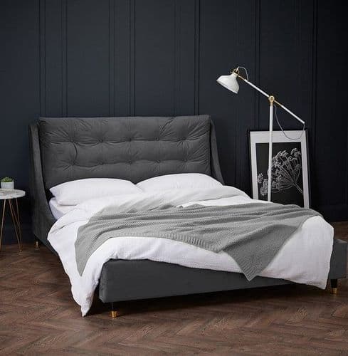 Saumur Grey Velvet Double Bed 22LD133