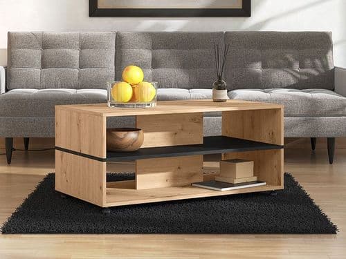 Savio Artisan Oak Effect And Black Coffee Table - 11013079 S/O