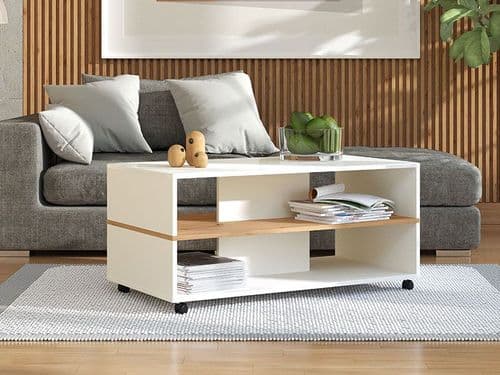 Savio White And Artisan Oak Effect Coffee Table - 11013078 S/O