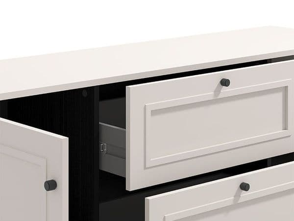 Savoia Cashmere Taupe Panelled 2 Door 3 Drawer 154cm Sideboard 11013523 RZ