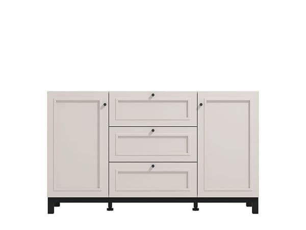 Savoia Cashmere Taupe Panelled 2 Door 3 Drawer 154cm Sideboard 11013523 RZ