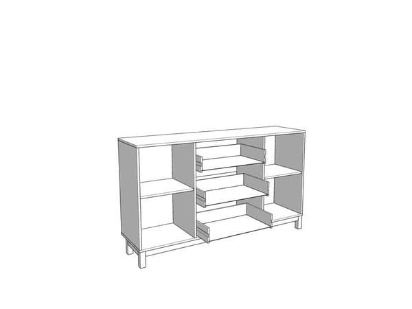 Savoia Cashmere Taupe Panelled 2 Door 3 Drawer 154cm Sideboard 11013523 RZ