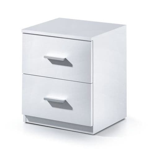 Savona White Bedside Table with 2 drawers
