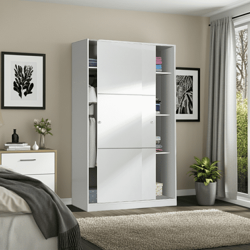 Savona White Small Sliding Wardrobe 120cm Wide